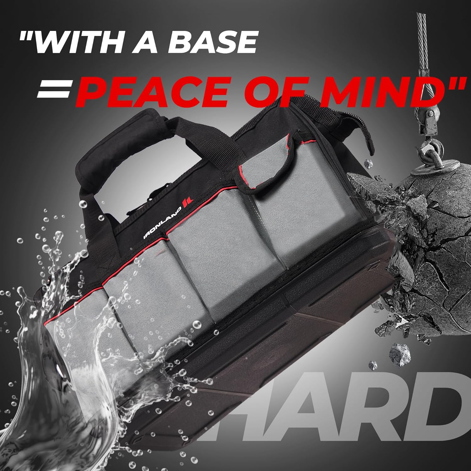16.5 Inch Hard & Sturdy Bottom Tool Bag Organizer for Men, Waterproof Heavy Duty Tool Bag with Handle & Large Zipper