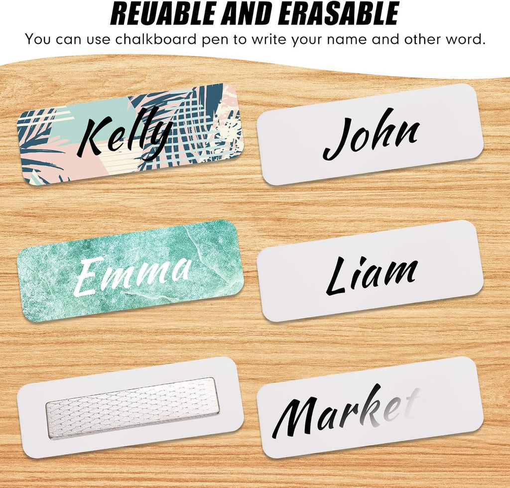 50 Sets 1 x 3 Inch Blank Magnetic Name Tags Magnetic Name Badge Holder Acrylic DIY Badges with Adhesive Tape Custom
