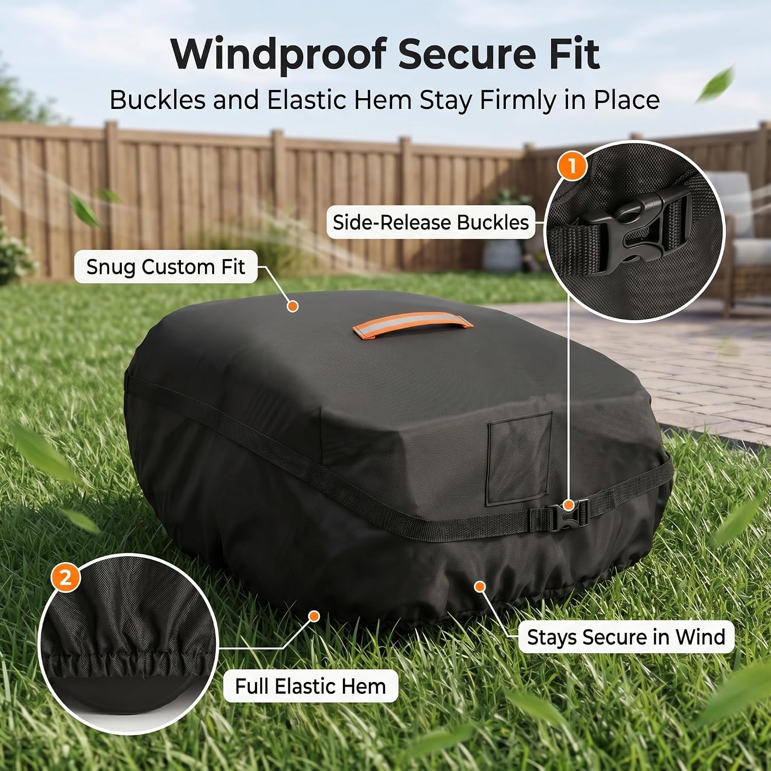 Robot Lawn Mower Cover Waterproof, 420D Outdoor Robotic Mower Cover, Black | 420D waterproof fabric, backyard robotic