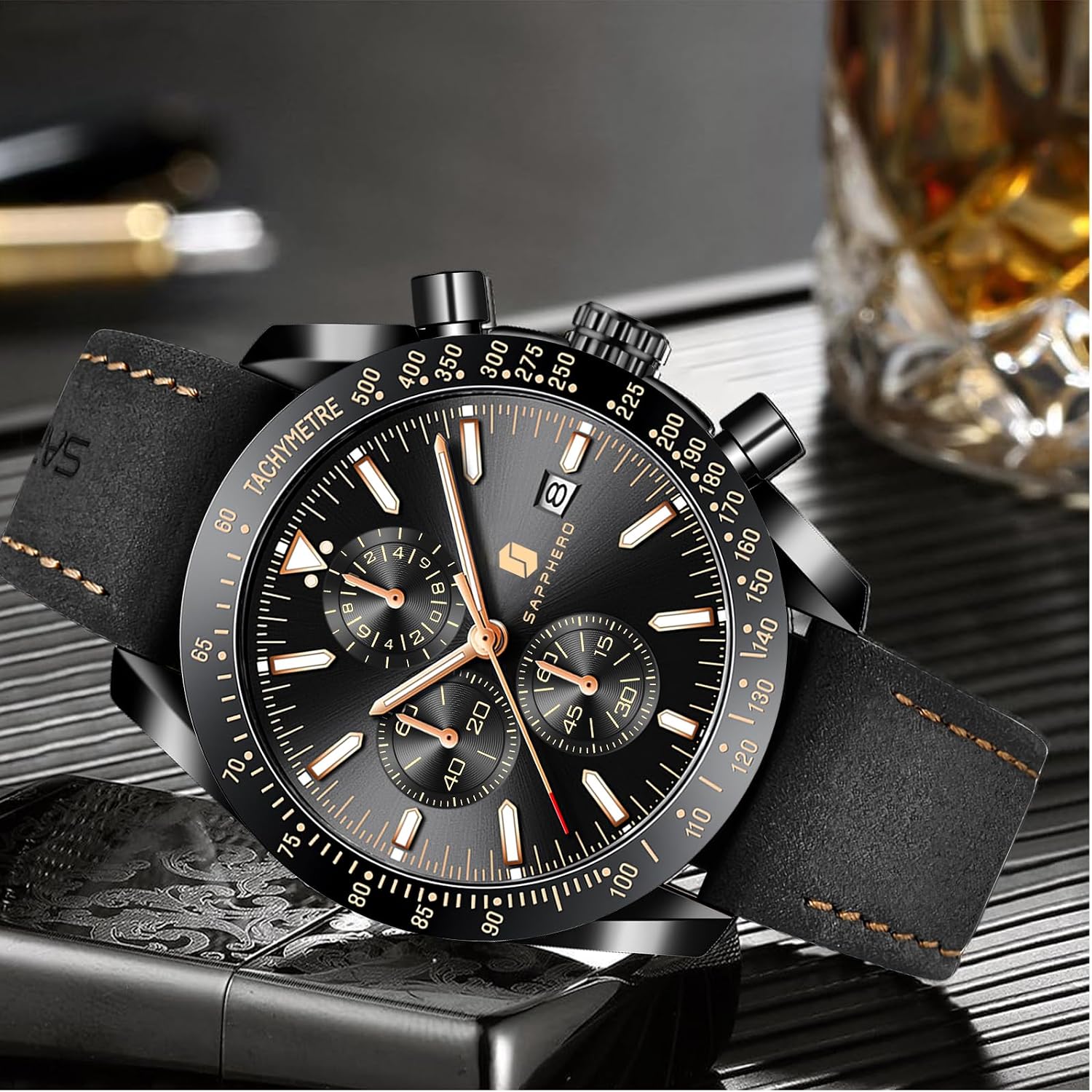 Mens Watches Quartz Analog Chronograph Waterproof Wrist Watches for Men Fashion Business Work Casual Sport Dress