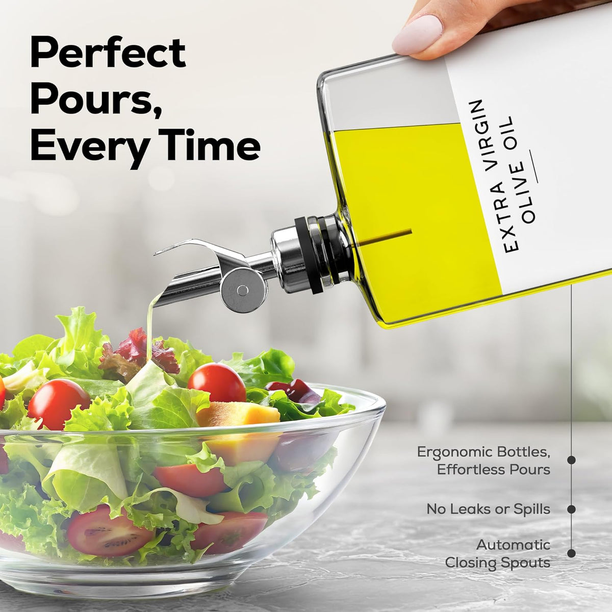 Glass Olive Oil Dispenser Bottle for Kitchen by Brighter Barns - Oil and Vinegar Dispenser Set, Coffee Syrup Bottles