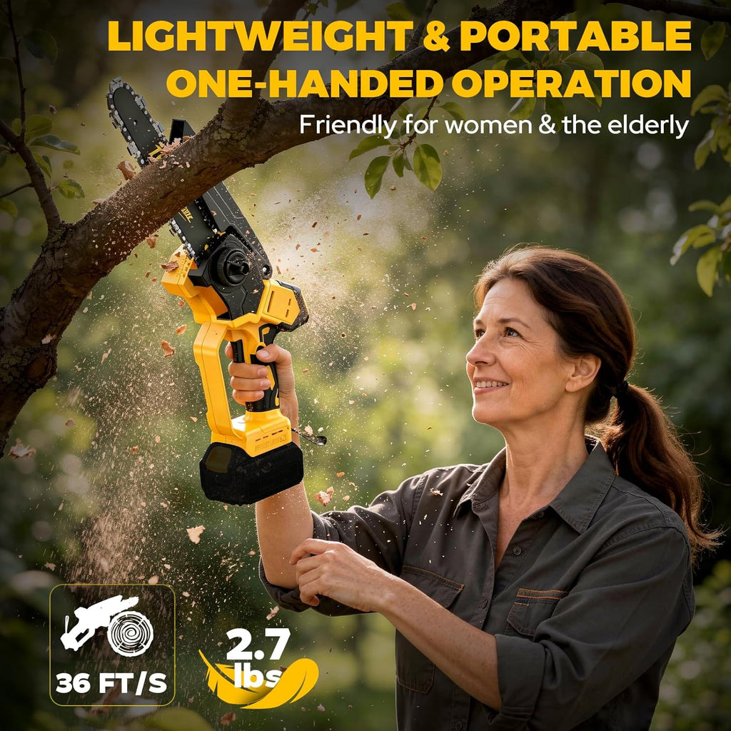 Cordless Mini Chainsaw Compatible with Dewalt 20V MAX Battery, 6 Inch & 8 Inch Small Electric Chainsaw Brushless