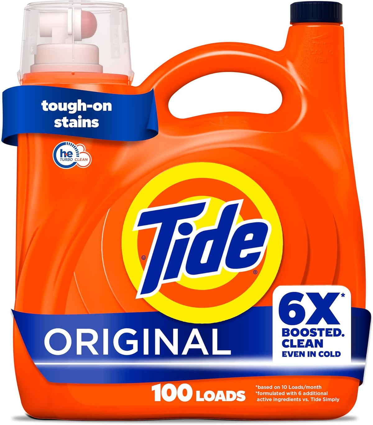 Liquid Laundry Detergent, Original Scent, 125 fl oz, 100 Loads, Boosted Clean Even in Cold Water with Concentrated