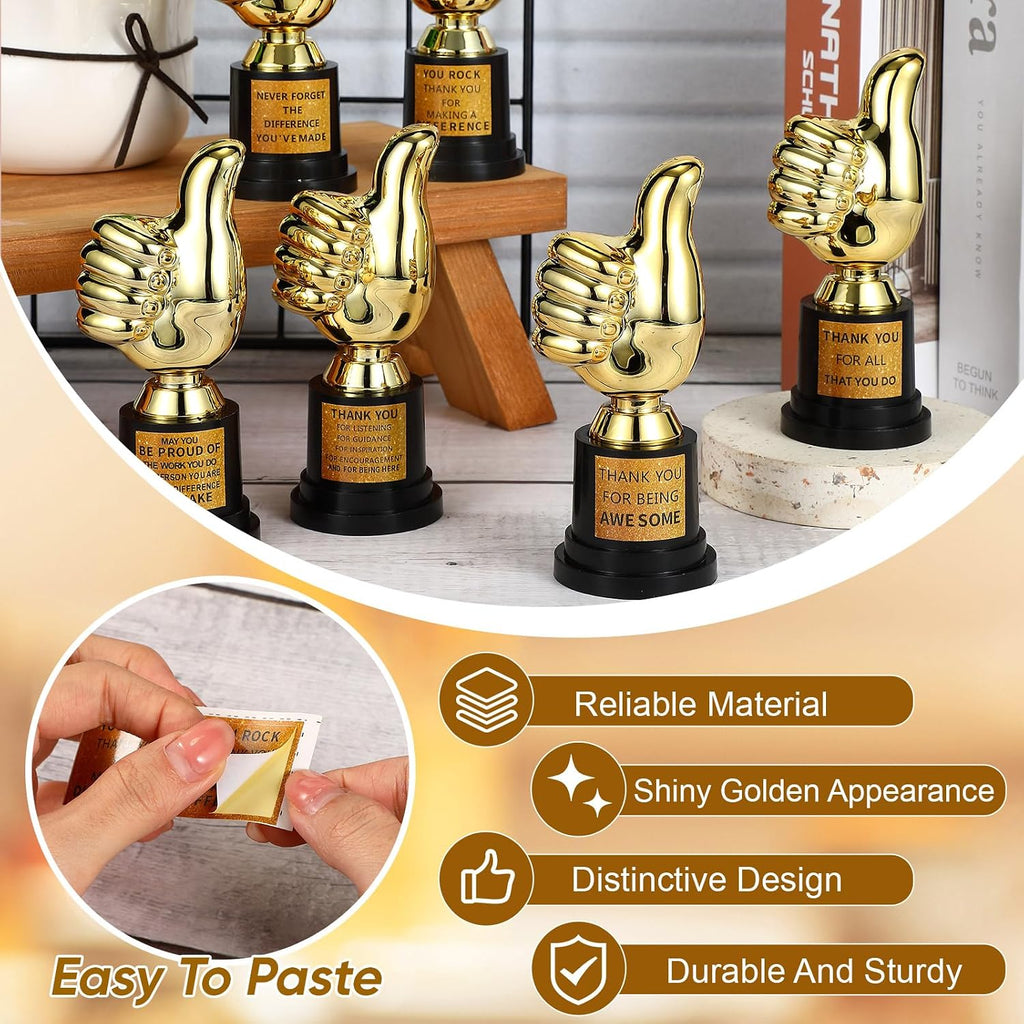 24 Pcs Thumbs up Award Trophies 5 Inch Plastic Gold Trophy Cups Bulk for Staff or Adults Party Favors with