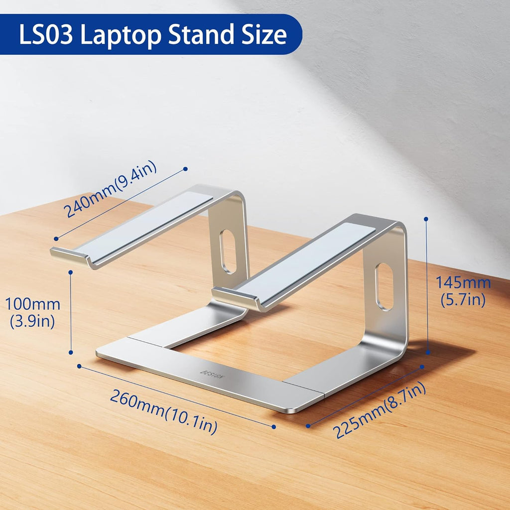 LS03 Aluminum Laptop Stand, Ergonomic Detachable Computer Stand, Notebook Riser, Laptop Mount Compatible with Air