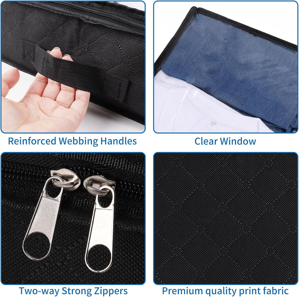 Black Underbed Storage Bags with Clear Window and 2 Reinforced Handles Under Bed Storage Containers for Clothing