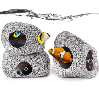 3 Pieces Rock Aquarium Decorations, Stackable Cave Aquarium Decor