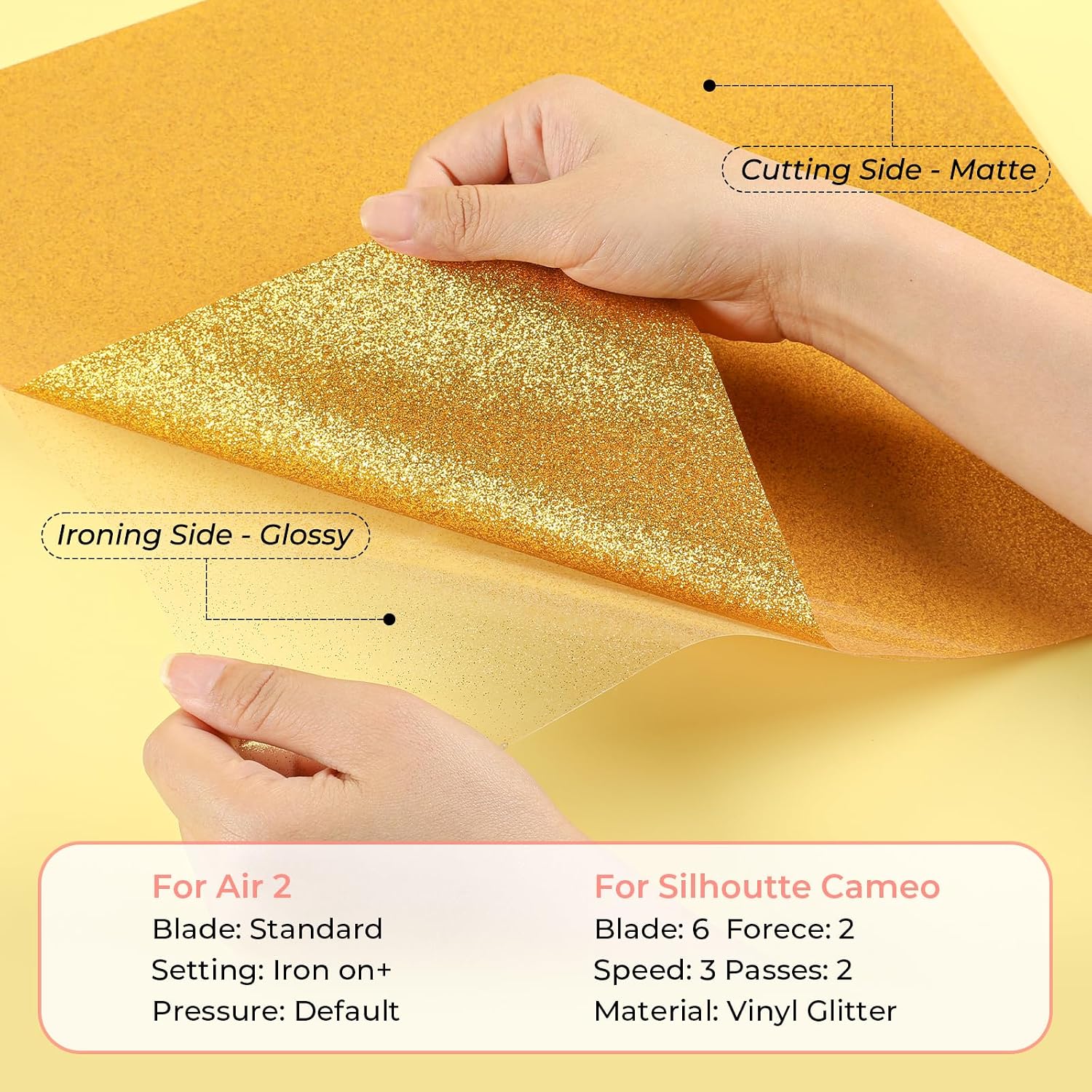 Glitter HTV Heat Transfer Vinyl: 10 Pack 12"x12" Iron on Vinyl | Glitter Iron on Vinyl for T-Shirt (1 PTFE Sheet