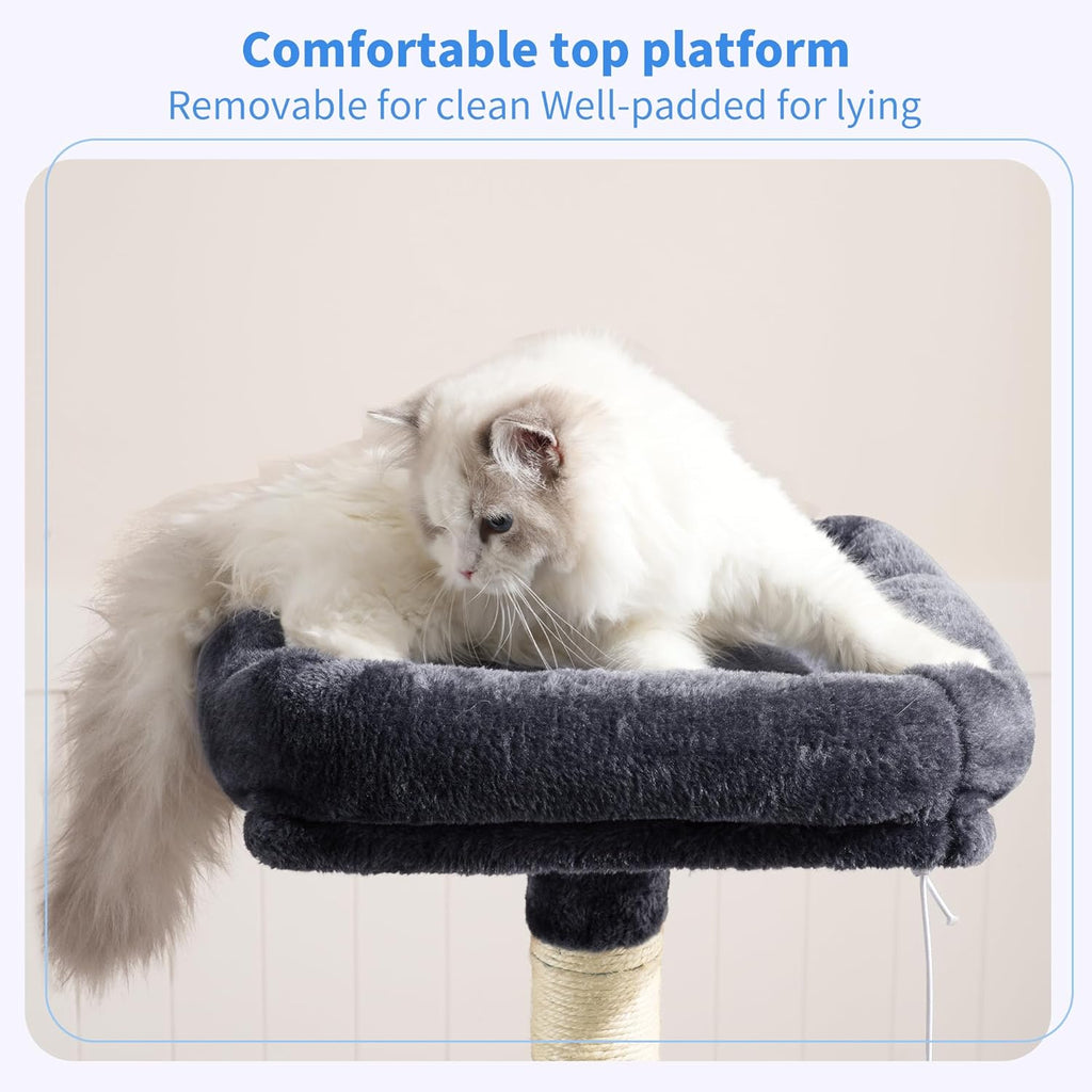 Cat Tree with Toy, Cat Tower condo for Indoor Cats, Cat House with Padded Plush Perch, Cozy Hammock and Sisal