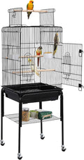 53.5" Open Top Parrot Bird Cage with Detachable Rolling Stand, Roof Play Flight Cage for Cockatiels, Sun Conures