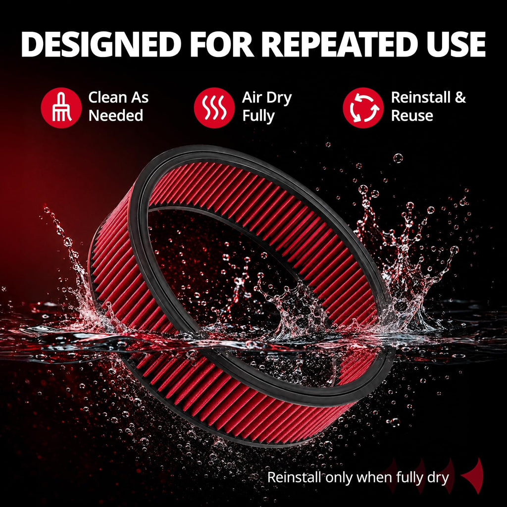 EVIL ENERGY 14" × 2" Round Cleaner Air Filter Element Washable Red