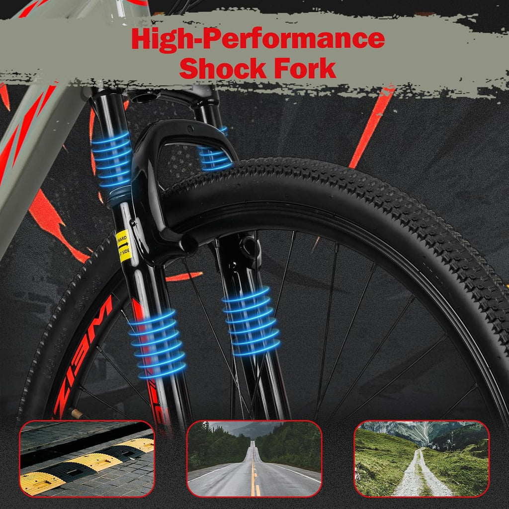 27.5" Mountain Bike for Adults Men & Women, 21-Speed MTB Bicycle with Aluminum Frame, Full Suspension, Dual Disc