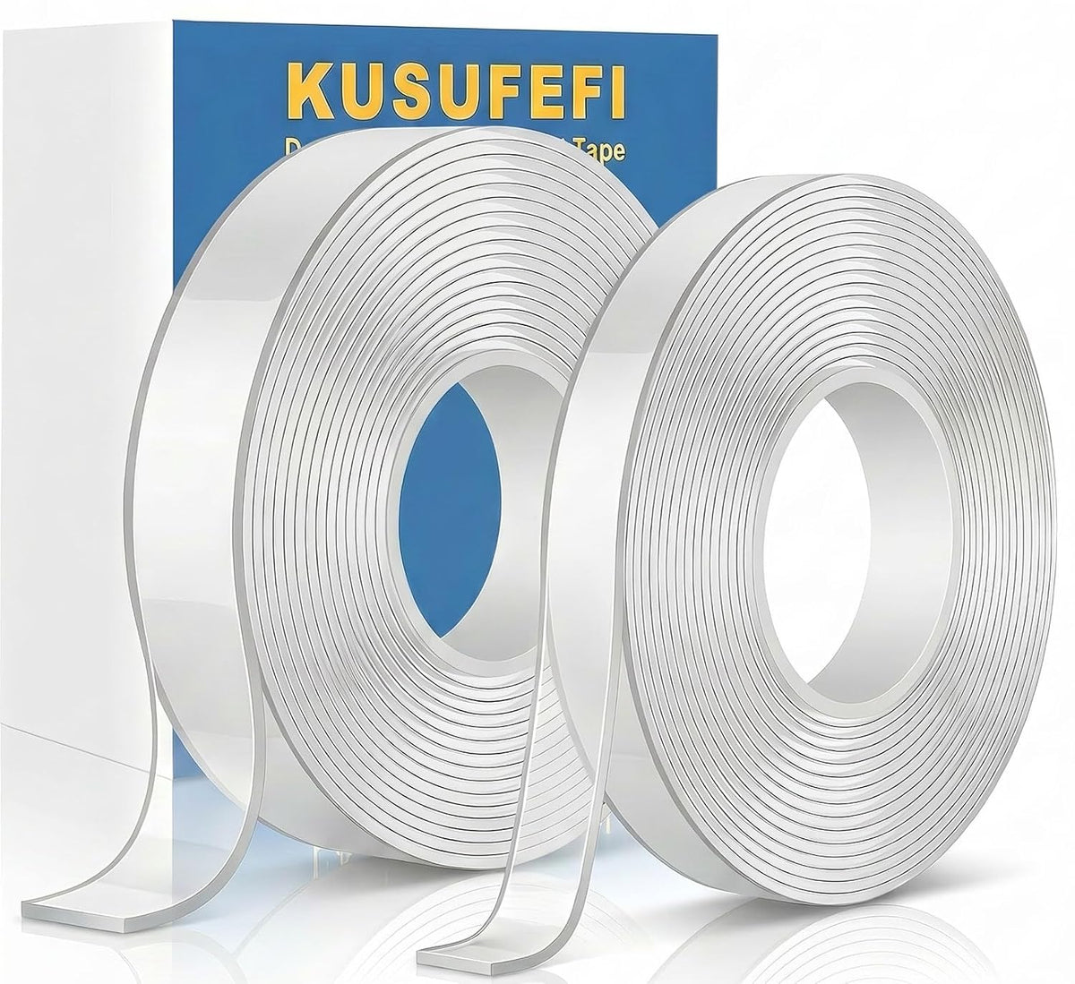 Double Sided Adhesive tape Heavy Duty, Double Stick Mounting (2 Rolls, Total 20FT), Clear Two Sided Wall tape Strips
