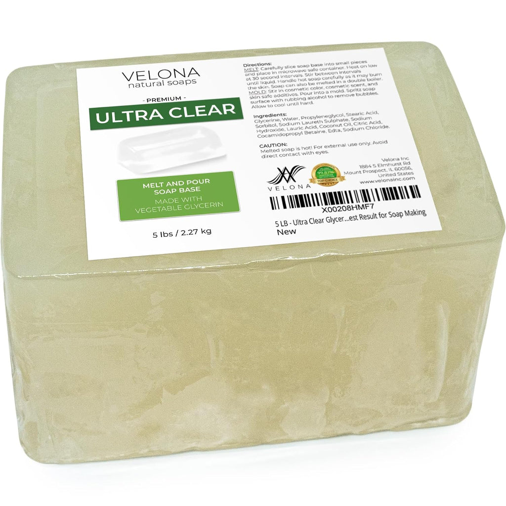 5 lb - Ultra Clear Glycerin Soap Base, Melt & Pour, Transparent