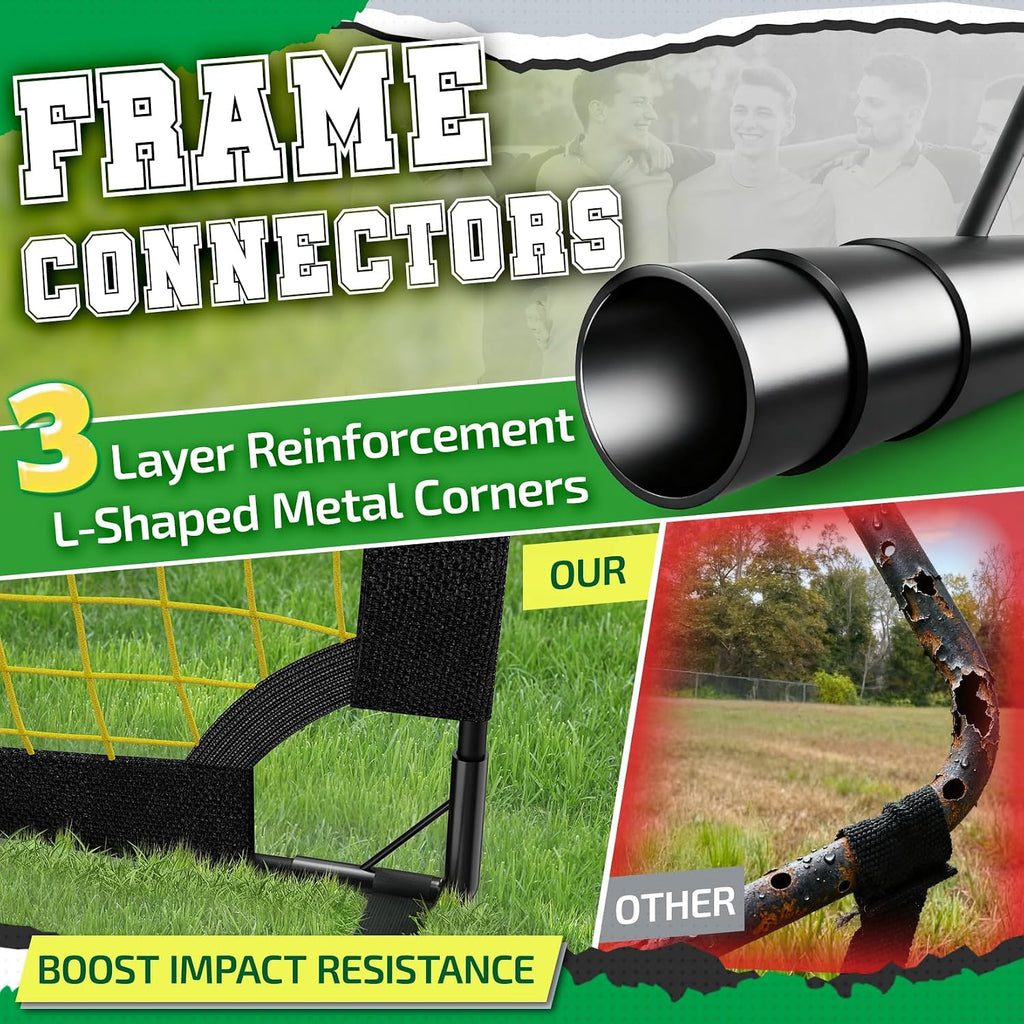 Portable Soccer Goal 7x5 & 5x3.6 FT, Large-Frame Training Net | Great for Kids Ages 6-14 Skill Development, Ideal for