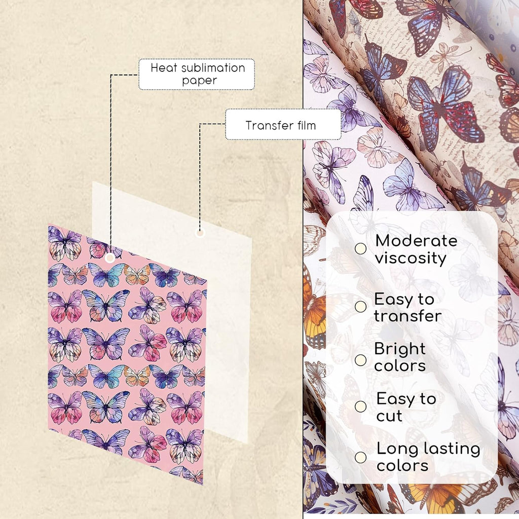 Butterfly Pattern Sublimation Ink Transfer Sheets 12 Sheets 12"x10" | Colored sublimation transfer paper,works with