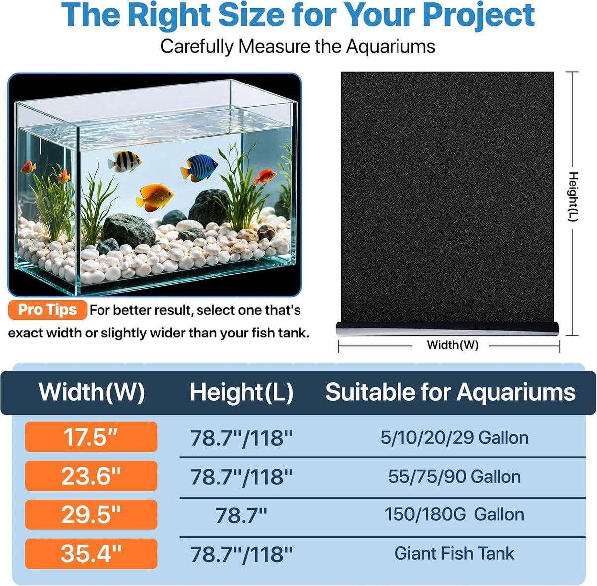 Black Aquarium Background, Static Cling Fish Tank Backdrop Wallpaper, Glue-Free, Reusable PVC Aquarium Décor