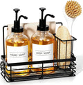 Kitchen Soap Dispenser Set, 16.9 oz/500 ml Hand and Dish Soap Dispenser Set, Glass Soap Dispenser with Sponge Holder