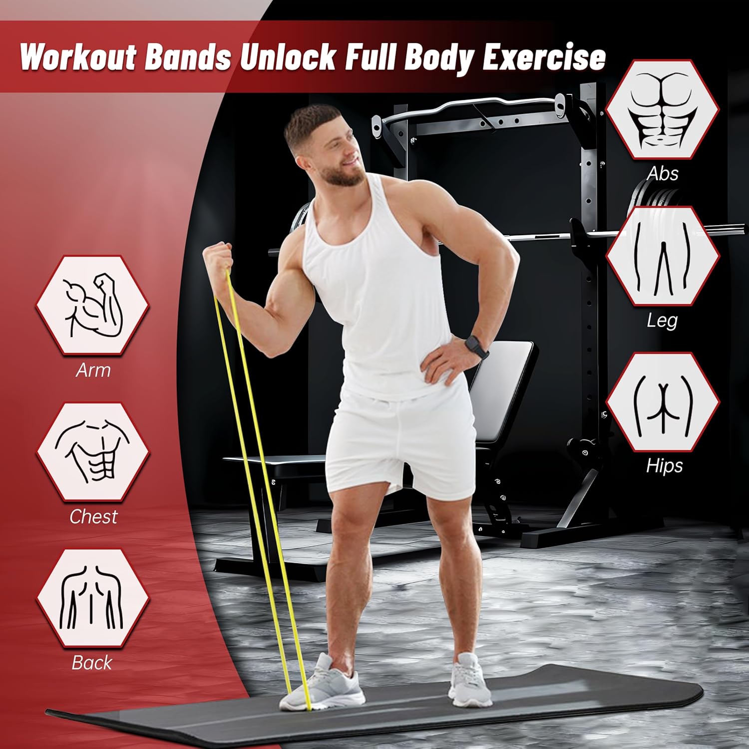 5-Level Resistance Bands for Working Out, Pull Up Assistance Bands | 5-125 LBS Resistance, Fitness, Full-Body