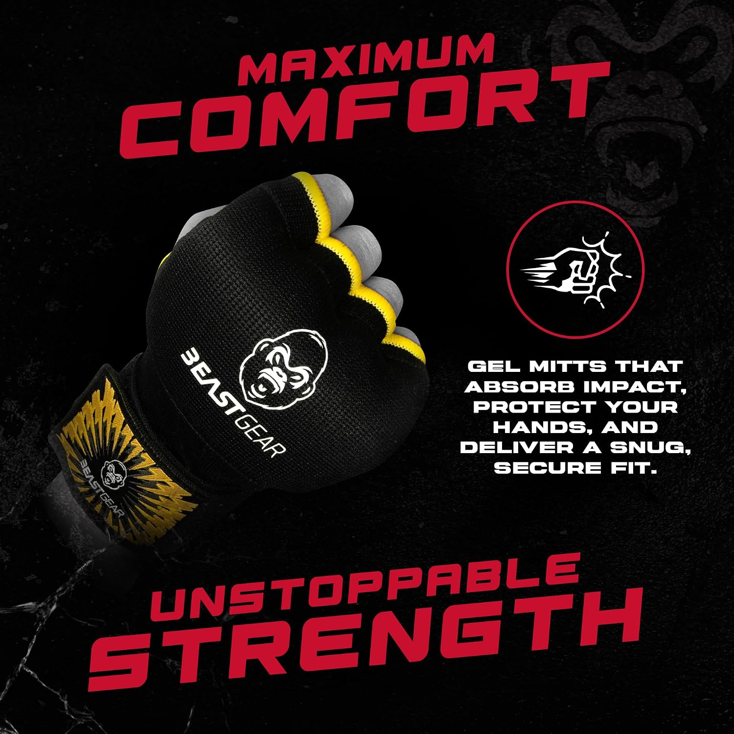 Hand Wraps Boxing Inner Gloves with Gel Padded, Quick 100cm Wrist Straps for Men & Women - MMA, Muay Thai, Kickboxing