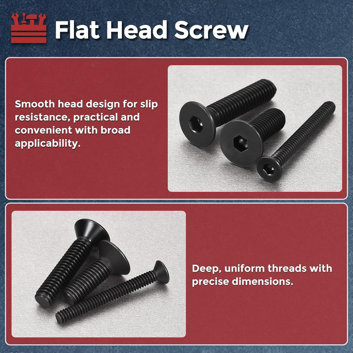 20Pcs #8-32x1/2 Flat Head Socket Cap Screw Countersunk Bolt