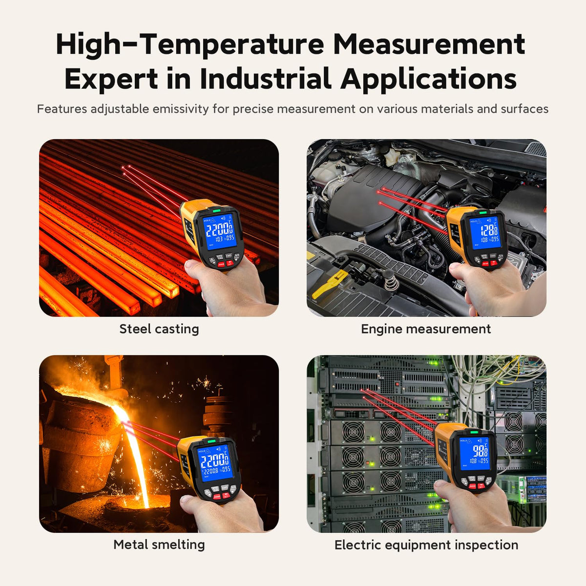 SURPEER Infrared Thermometer Temperature Gun 3992°F 50:1