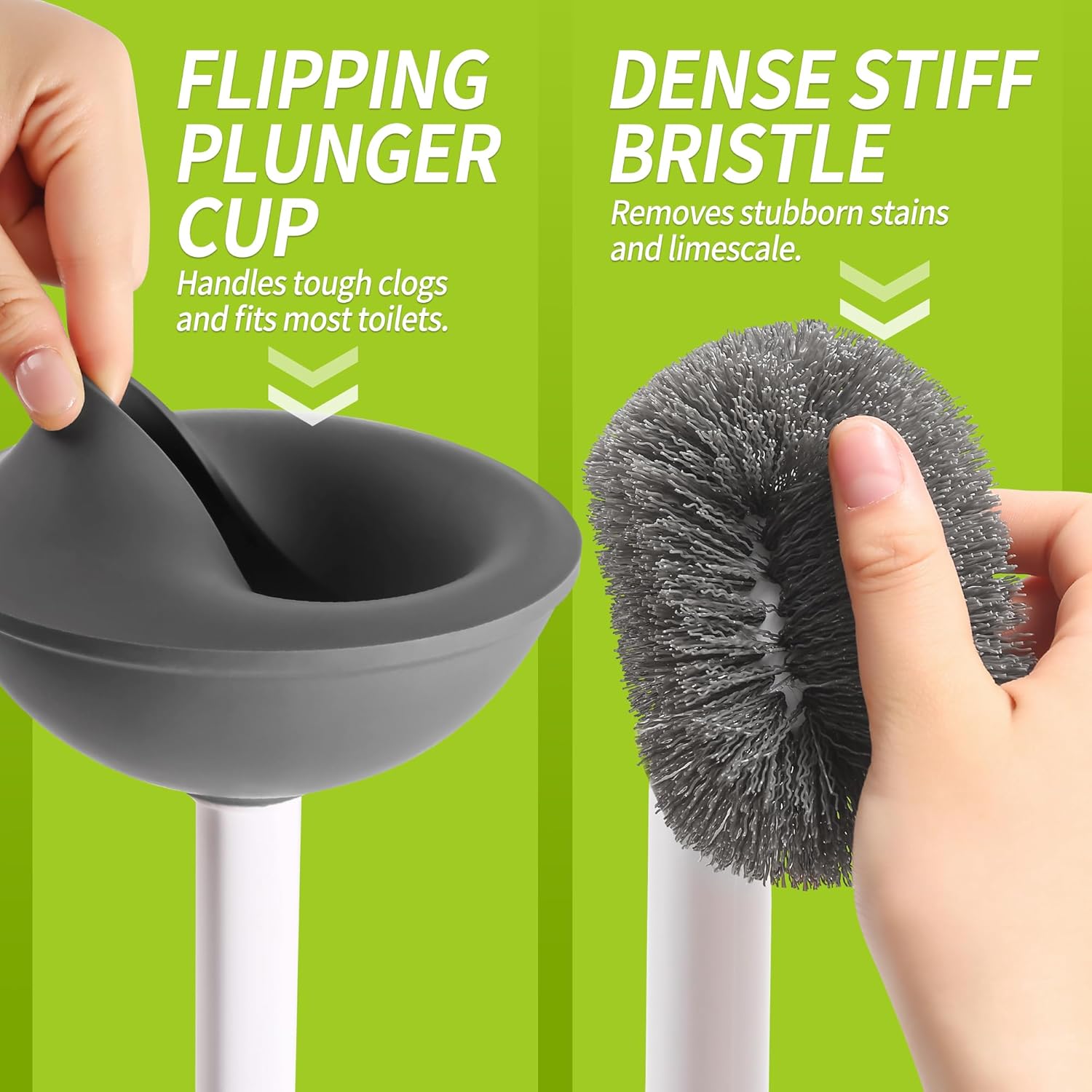 Toilet Brush and Plunger Set Hidden | S-Shaped Toilet Brush Plunger Combo, Perfect for Homes, Apartments & Bathrooms
