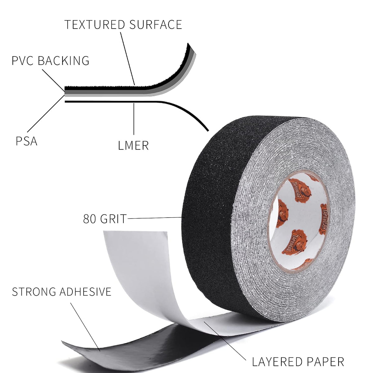 Black Grip Tape Anti Slip Traction Tape 3Inch x 60Ft