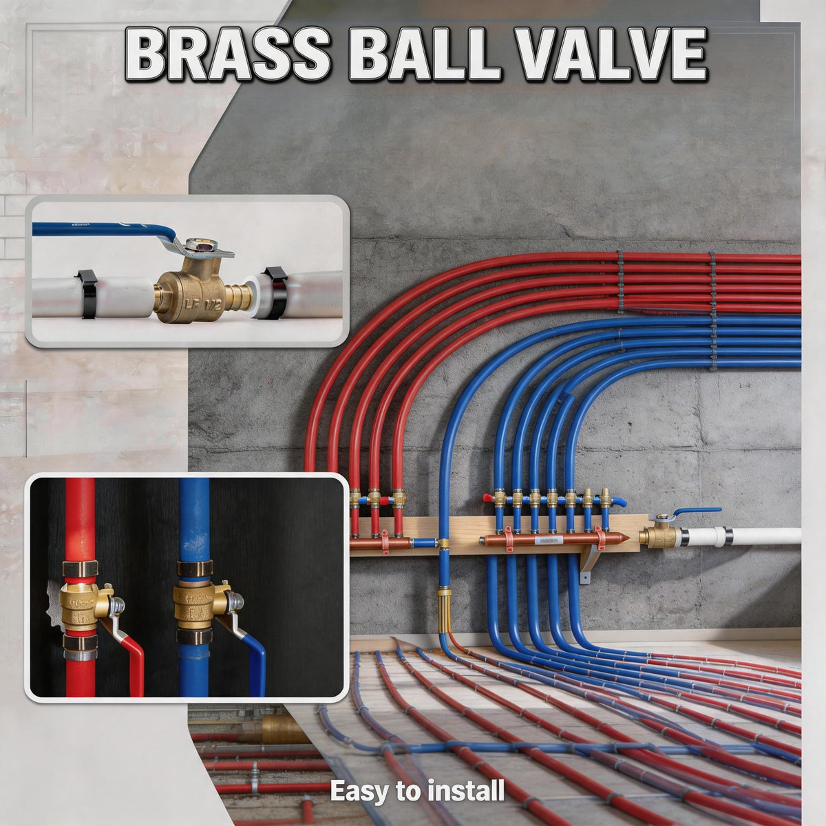 VANCOCO PEX B Ball Valve 1/2", Blue, 2-Pack