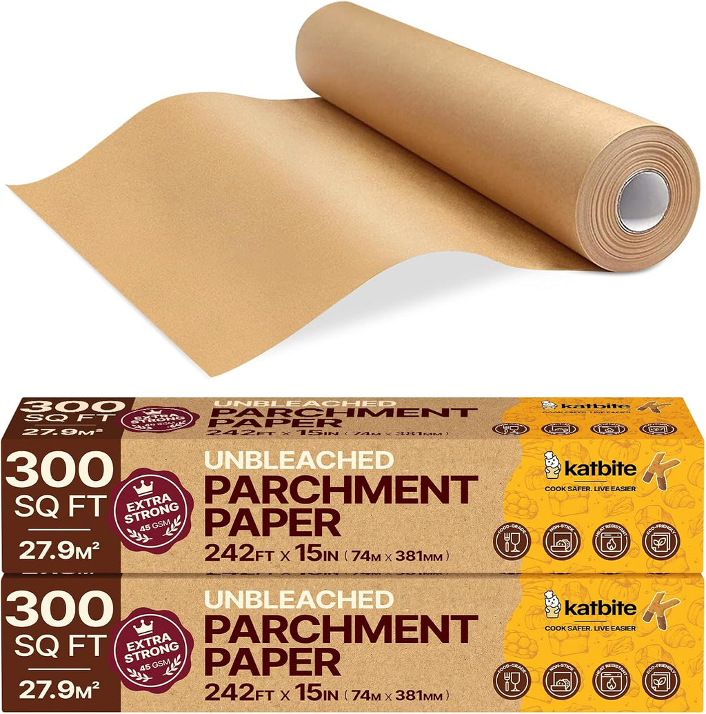 Unbleached Parchment Paper Roll, 15 in x 242 ft, 300 Sq Ft, 2 Pack