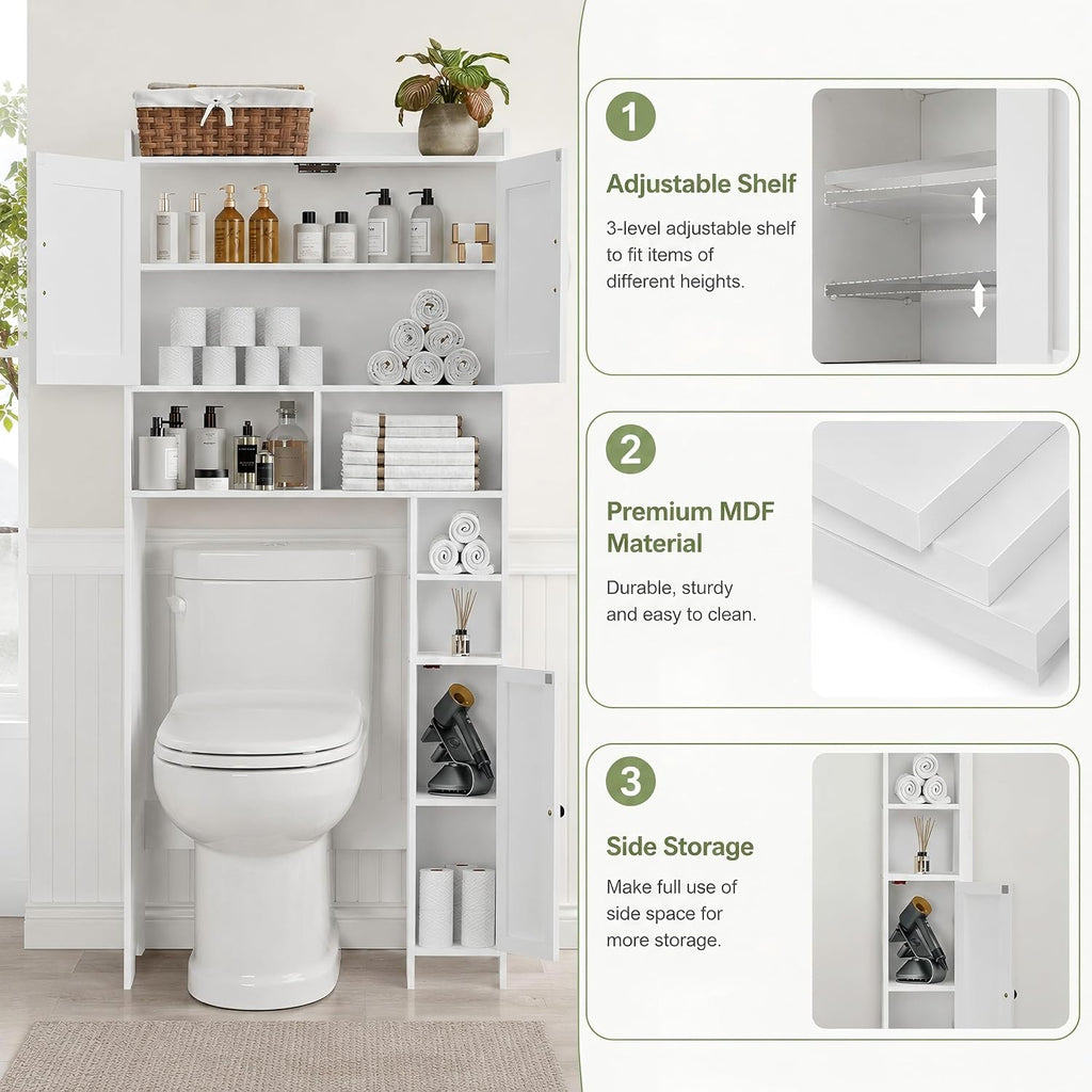 Wooden Over The Toilet Storage Cabinet with Barn Door | Freestanding Bathroom Storage, Toilet Paper Holder