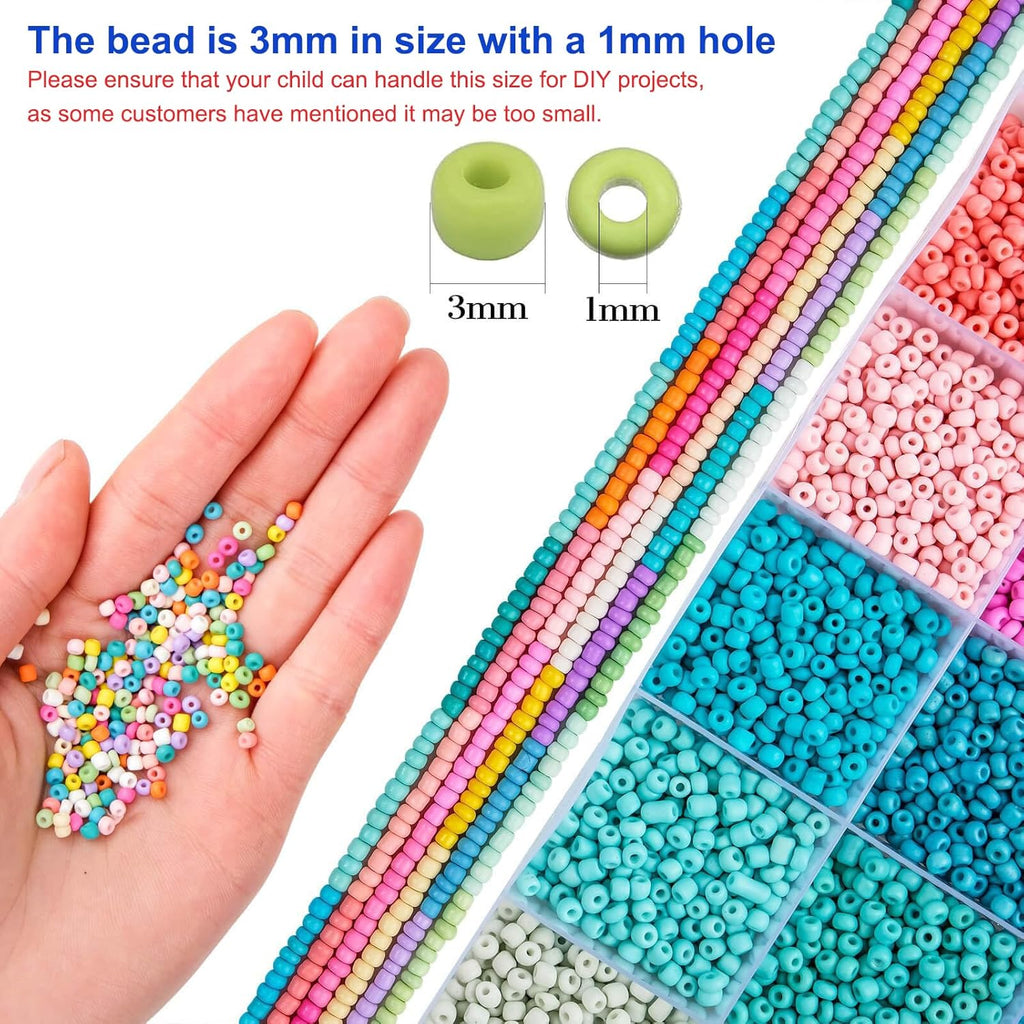 3mm Seed Beads for Bracelet Jewelry Making Bracelet Making Kit | 24 Colors Beads | Friendship bracelets kit with