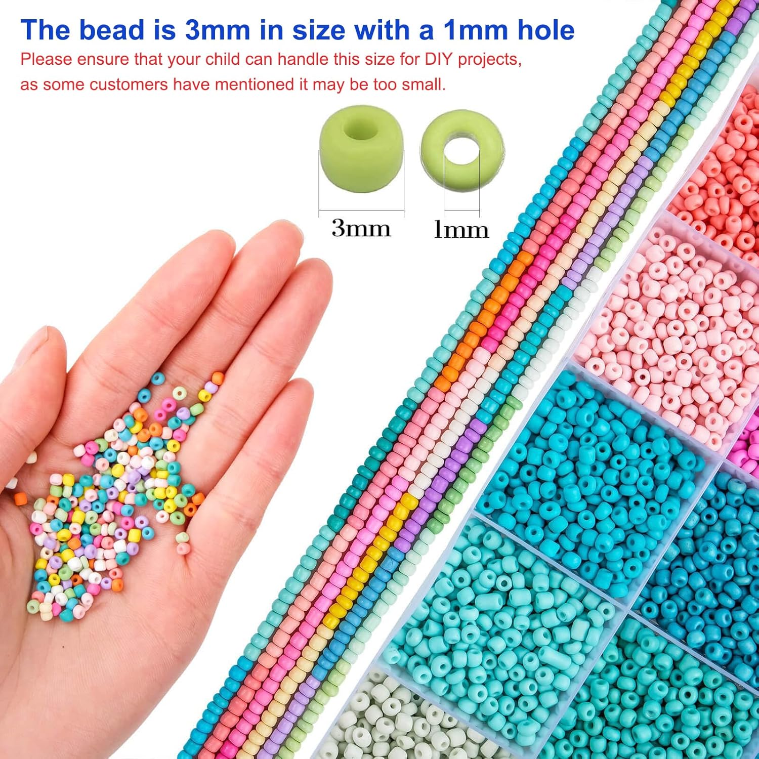 3mm Seed Beads for Bracelet Jewelry Making Bracelet Making Kit | 24 Colors Beads | Friendship bracelets kit with