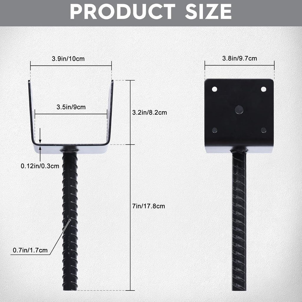 Concrete Fence Post Base 4x4 inches 4 Pack, Fence Post Anchor Holder Pergola Brackets