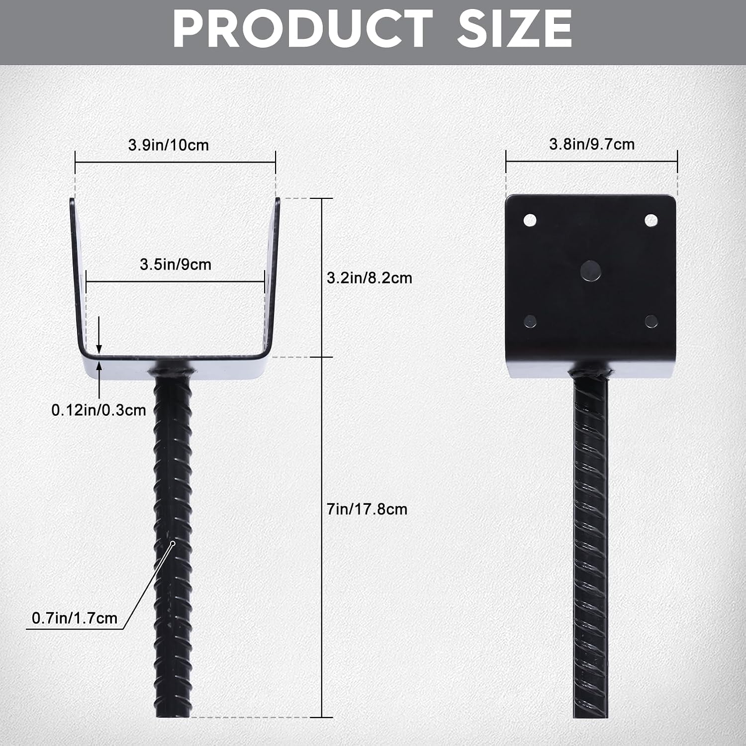 Concrete Fence Post Base 4x4 inches 4 Pack, Fence Post Anchor Holder Pergola Brackets