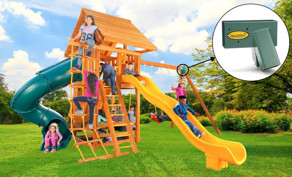 Easy 1-2-3 A-Frame Swing Set Bracket Heavy Duty for EZ, Simple Install - DIY Swing Set Parts Green