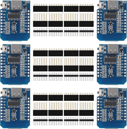 6 Pieces Development Board D1 MINI Type-C USB NodeMcu Mini Wireless D1 Module for ESP8266 ESP-12F 4M Bytes WLAN WiFi Internet Development Board Compatible with Arduino