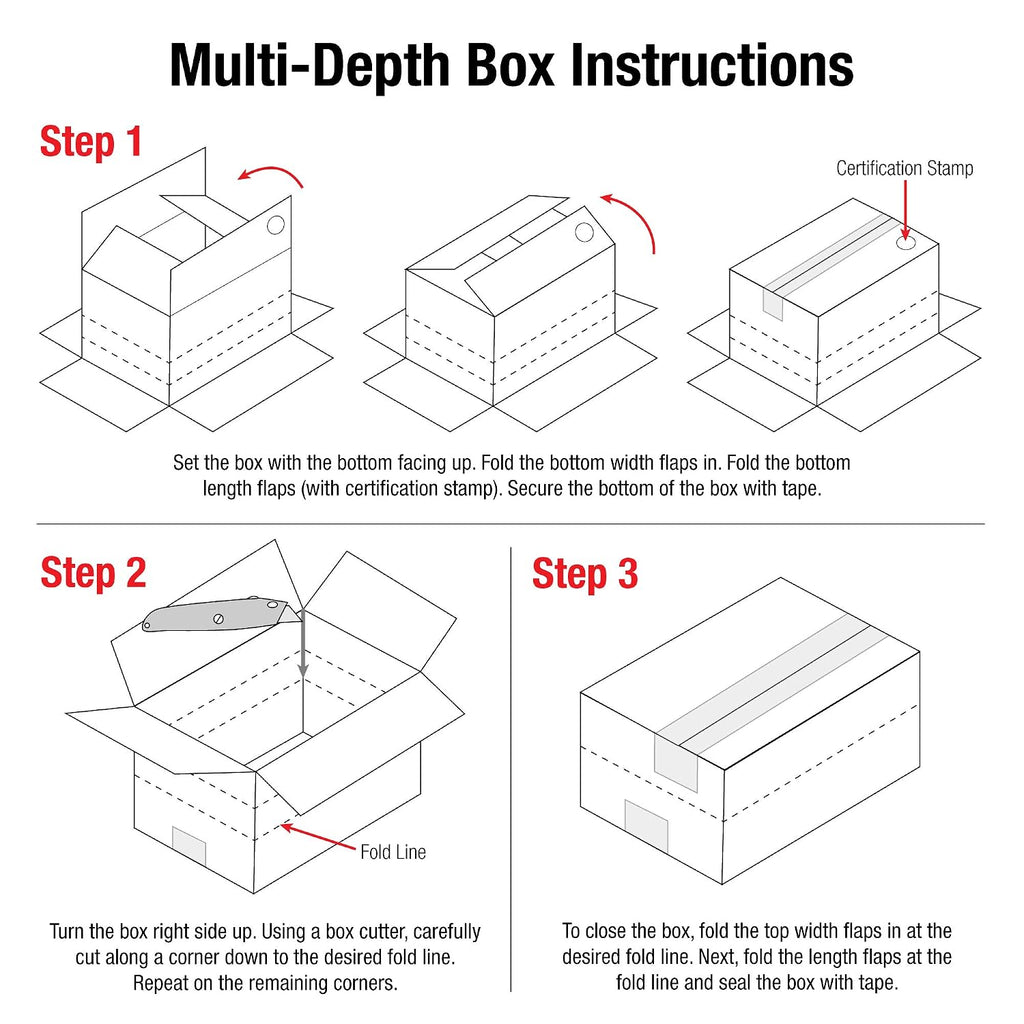 Shipping Boxes Multi-Depth 18"L x 12"W x 6"H, 25-Pack | Corrugated Cardboard Box for Packing, Moving and Storage