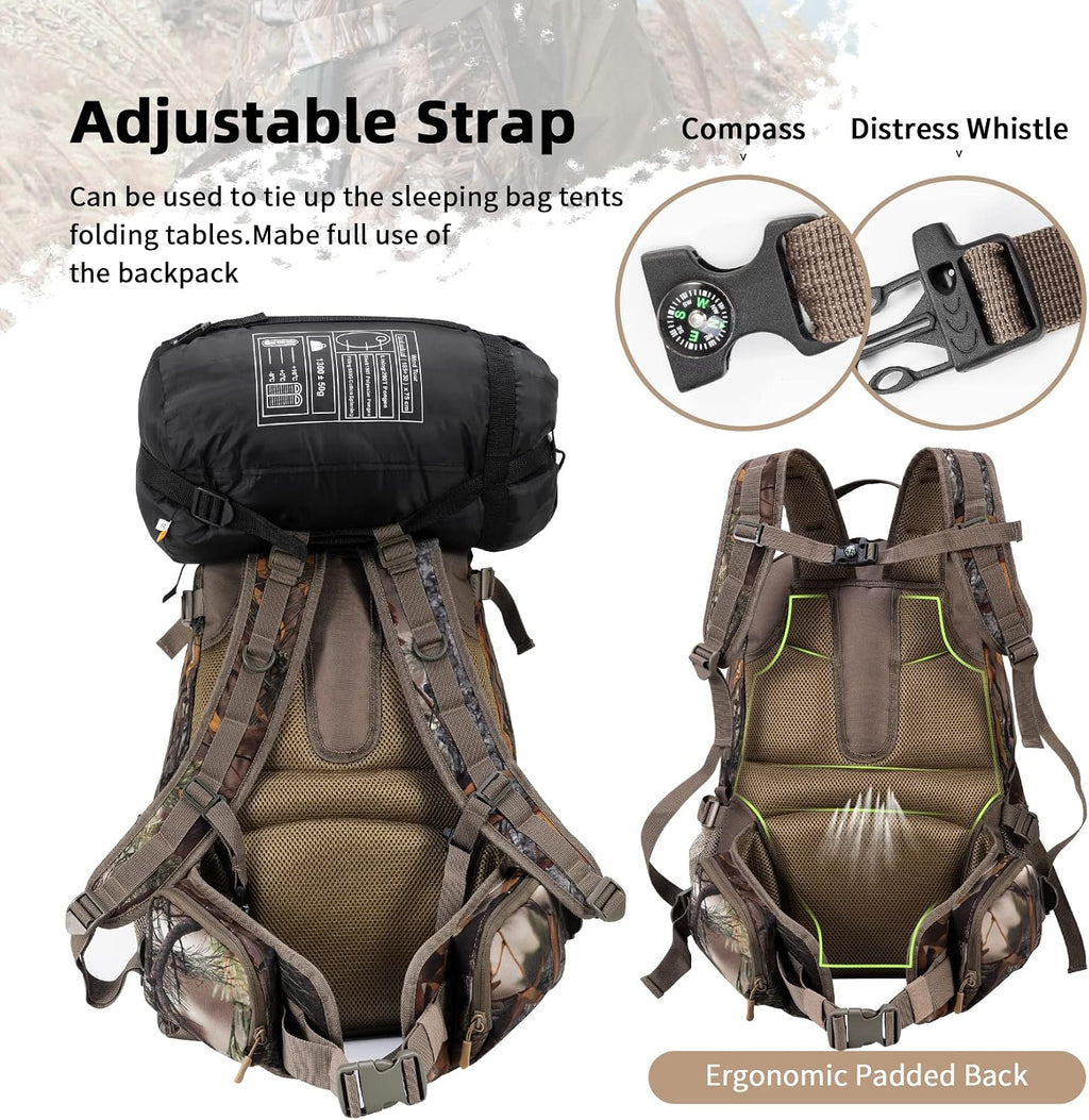 Hunting Backpack Outdoor Gear Day pack for Rifle Bow Hunting Gifts for Men | 50L Waterproof Hunting Packs for Men