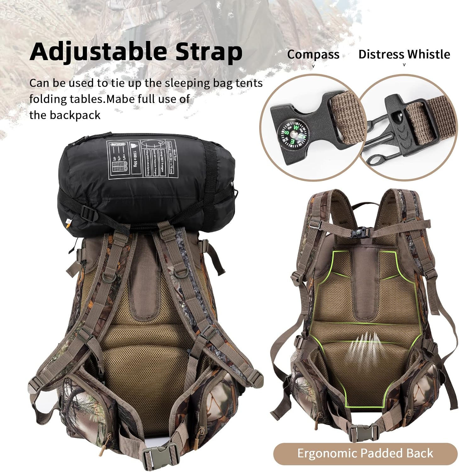 Hunting Backpack Outdoor Gear Day pack for Rifle Bow Hunting Gifts for Men | 50L Waterproof Hunting Packs for Men