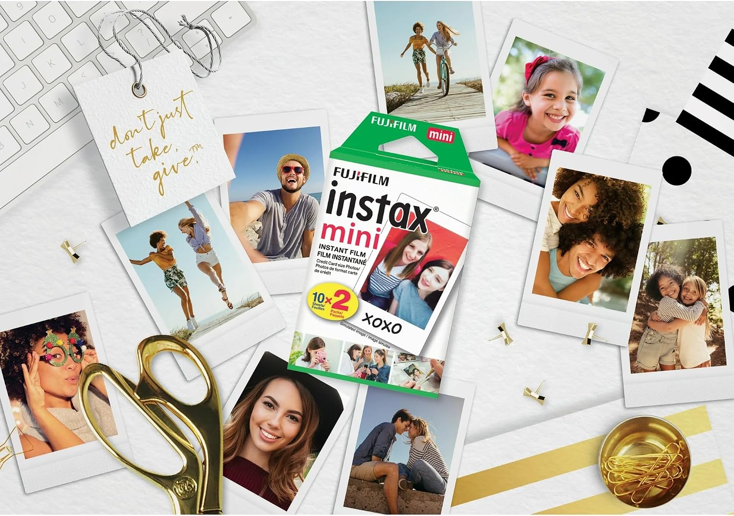 Mini Instant Film (White) for Mini 8,9,11,12,50s, 25, 7s, 90, 300 Cameras, Instax Mini Link's W/Microfiber Cloth by
