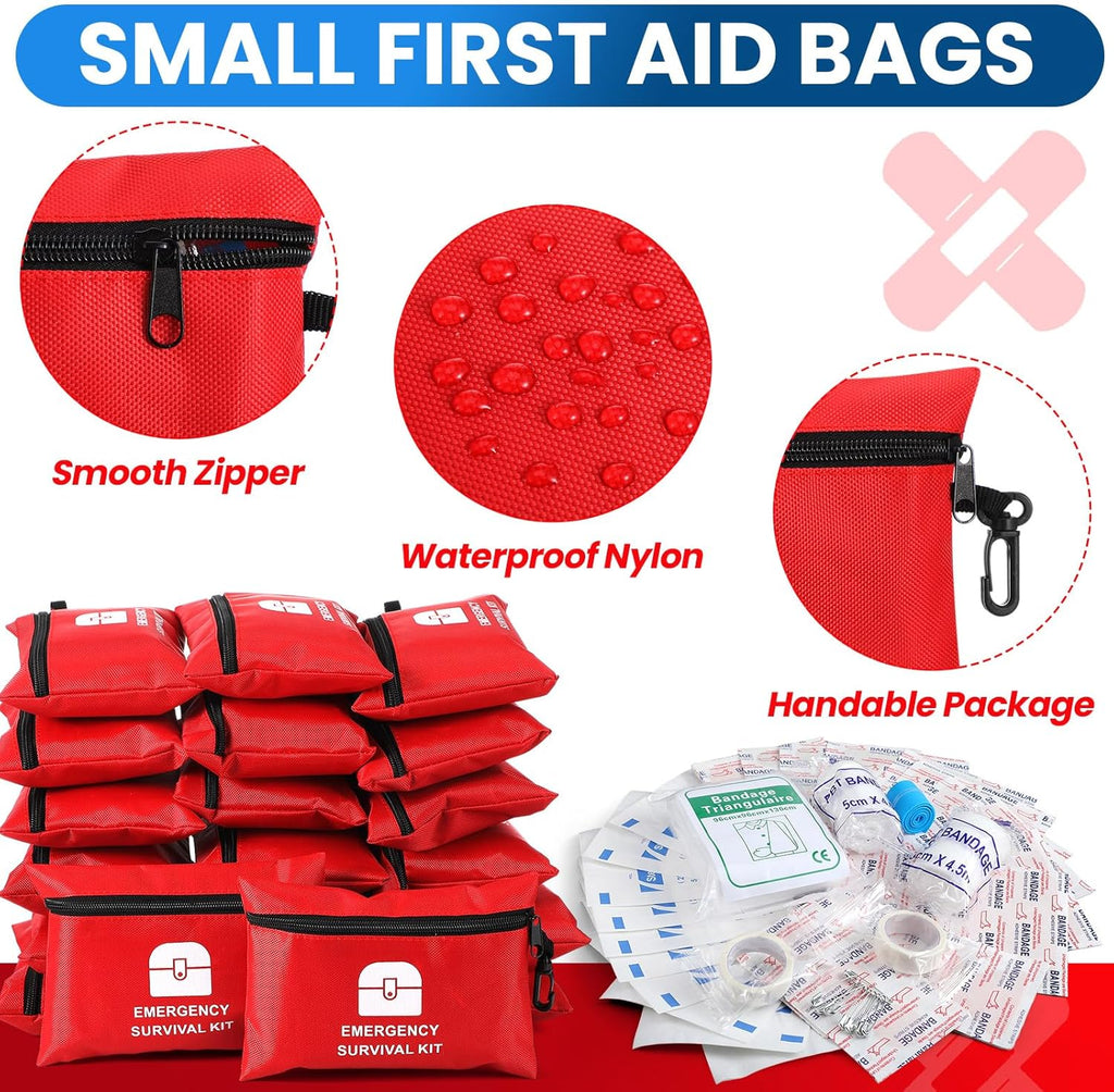 20 Bags Small First Aid Kits Bulk Mini Travel Size Emergency Individual Zipper Pouch Self Care Package Supplies for