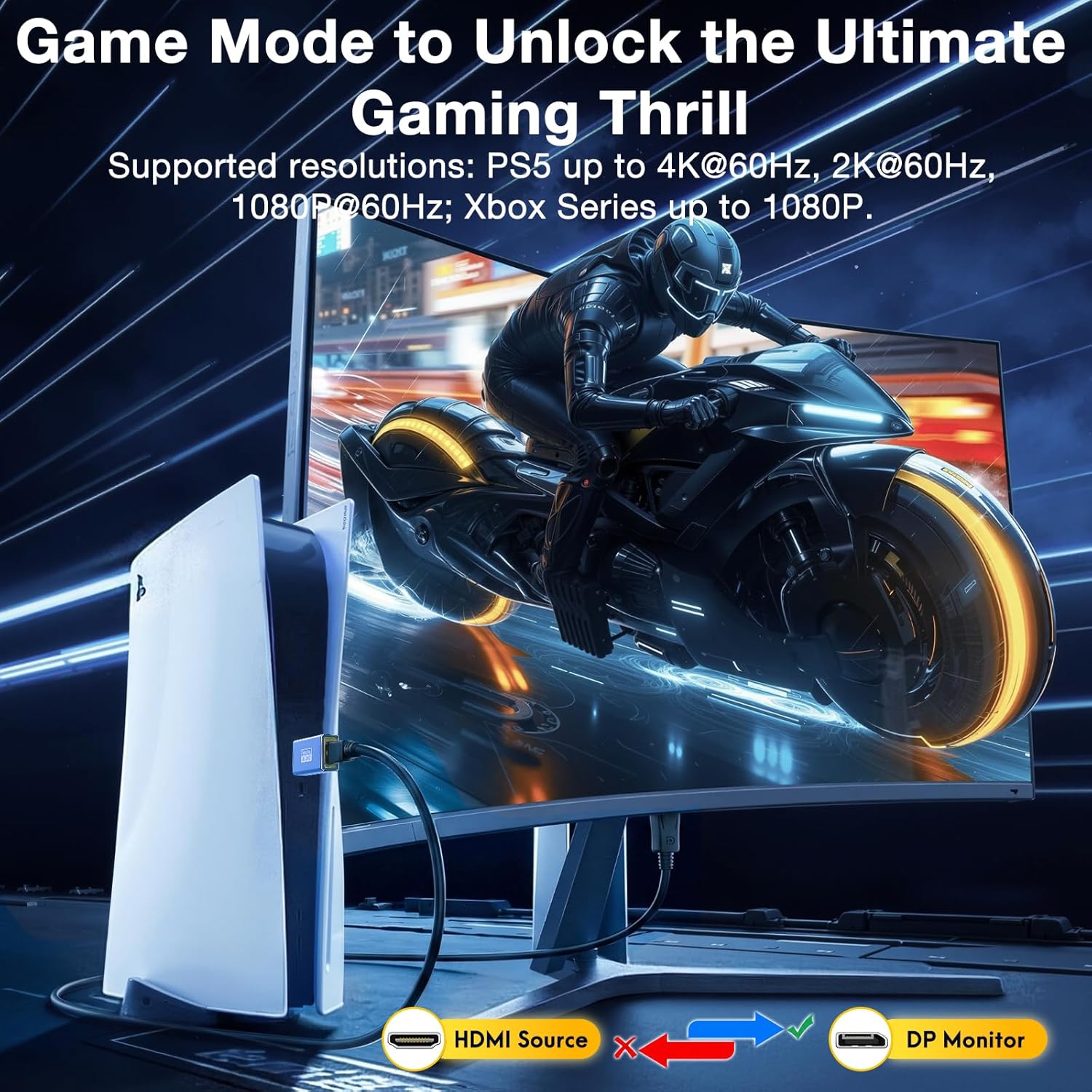 HDMI to DisplayPort Adapter Uni-Directional (4K@60Hz/1080P@120Hz) - 1 Pack | HDMI (Source) 2.0 Male to DP (Display)