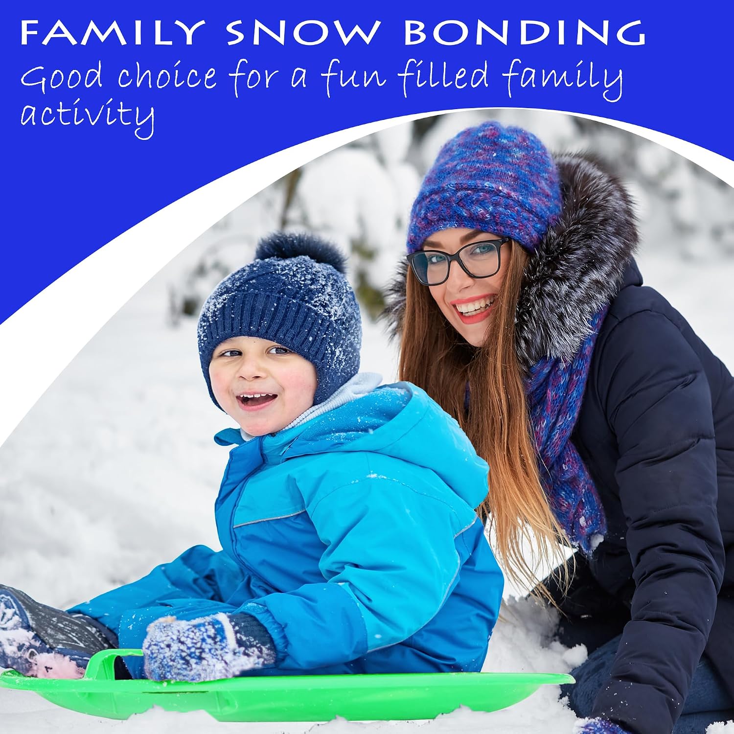 Heavy-Duty Cold Resistant Downhill Pro Adults and Kids Plastic Outdoor Winter Saucer Disc Snow Sled with Handles