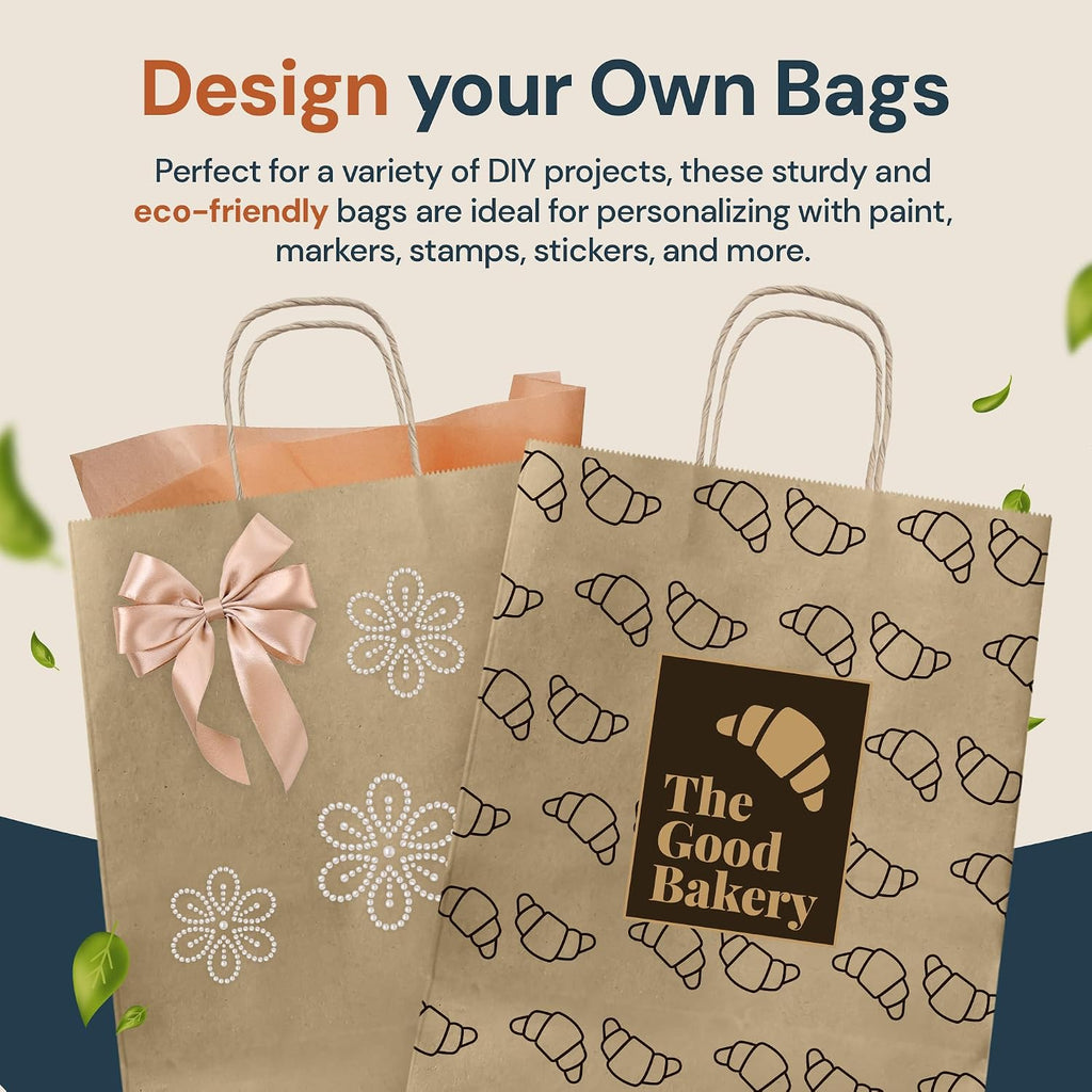 10x5x13 in. Brown Paper Bags with Handles | 110 Pack Bulk