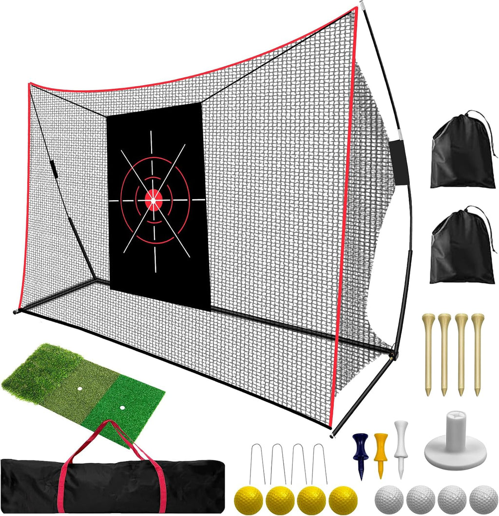10 x 7 FT Heavy Duty Golf Net with Mat for Backyard Driving