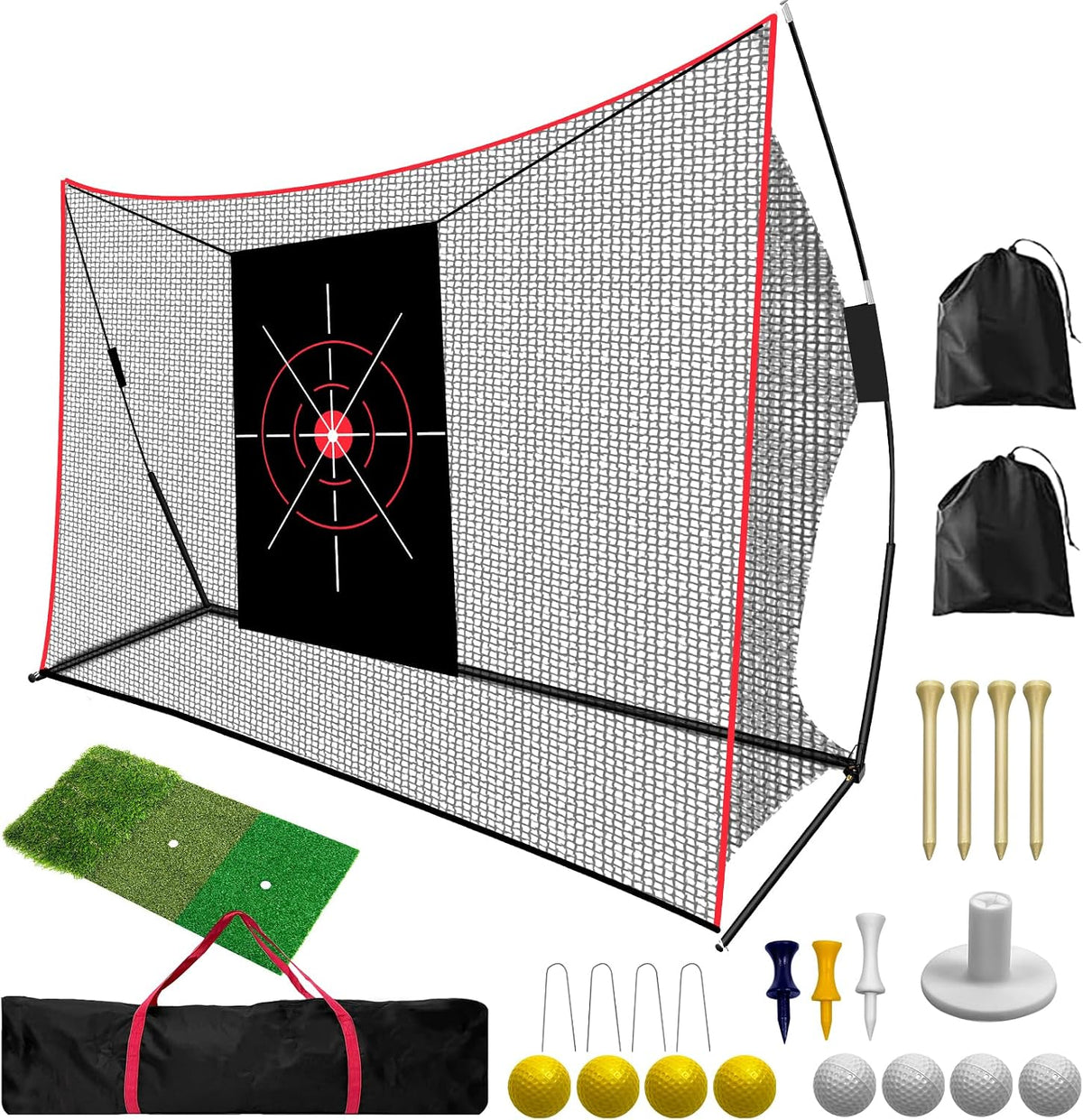 10 x 7 FT Heavy Duty Golf Net with Mat for Backyard Driving
