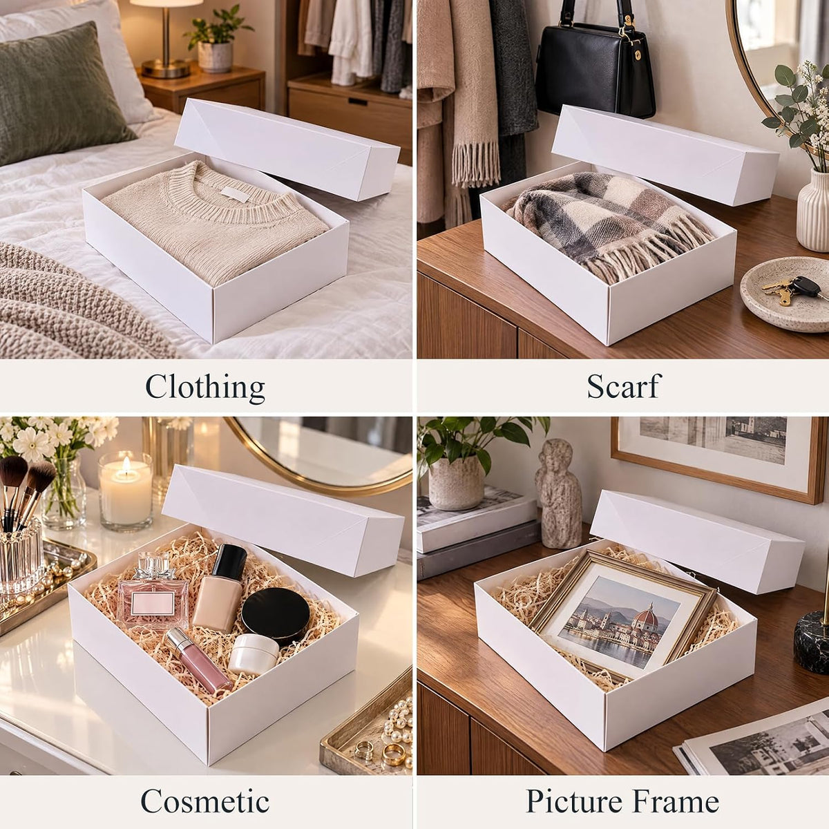 12 Pack 14x10x4 inch Gift Boxes, White Shirt Boxes for Presents