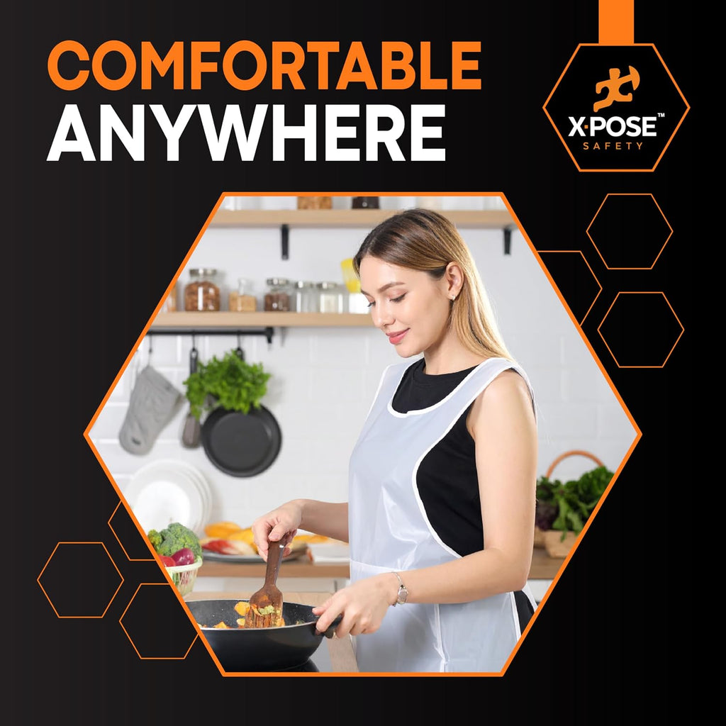 100 Pack White Disposable Aprons, Individually Wrapped Waterproof Polyethylene for Cooking, Food Prep and Cleaning, 1
