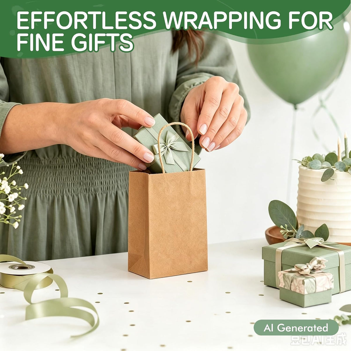 Small Brown Kraft Paper Bags 20 Pack 5.2x3.2x8 in with Handles